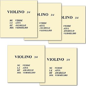 Encordoamento Violino 3/4 Mauro Calixto Qualidade Premium MC34VI - Kit Com 5 Unidades