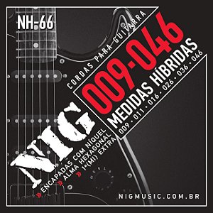 Jogo de Cordas Para Guitarra Nig 09 046 Híbrido NH66 Nickel Wound