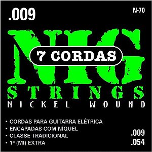 Jogo de Cordas Para Guitarra De 7 Cordas Nig 09 054 N70 Nickel Wound