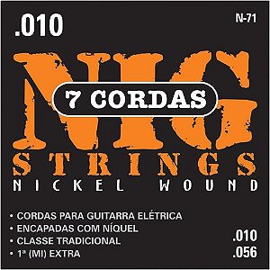 Jogo de Cordas Para Guitarra De 7 Cordas Nig 010 056 N71 Nickel Wound