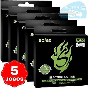 Encordoamento Para Guitarra Solez 010,5 049 SLG105 - Kit Com 5 Unidades