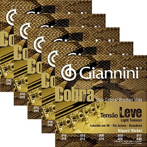 Encordoamento Para Viola Caipira Giannini Cobra Tensão Leve Níquel GESVNL - Kit Com 5 Unidades