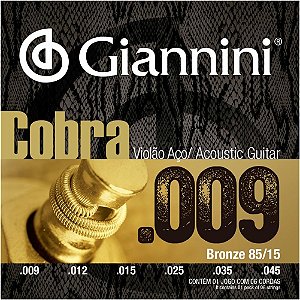Jogo De Cordas Para Violão Aço (Folk) 09 045 Giannini Cobra Bronze 85/15 GEEWAK