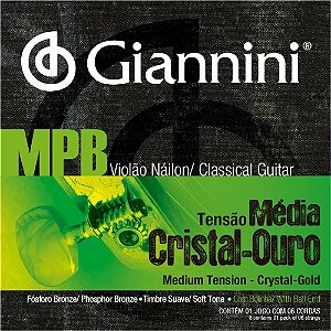 Jogo De Cordas Para Violão Nylon Giannini MPB Tensão Média Cristal-Ouro GENWG (Com Bolinha)
