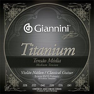 Jogo De Cordas Para Violão Nylon Giannini Titanium Tensão Média GENWTM (Bronze 85/15 Prateado)