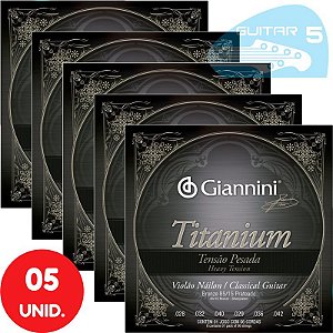 Encordoamento Para Violão Nylon Giannini Titanium Tensão Pesada GENWTA - Kit Com 5 Unidades