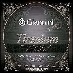 Jogo De Cordas Para Violão Nylon Giannini Titanium Tensão Extra Pesada GENWXTA (Bronze 85/15 Prateado)