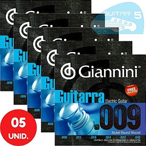 Encordoamento Para Guitarra 09 042 Giannini GEEGST9 - Kit Com 5 Unidades