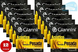 Encordoamento Giannini Acustico Cavaquinho Tensão Pesada 65/35 Bronze GESCPA - Pack Com 12 Unidades
