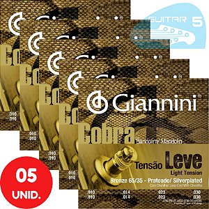 Encordoamento Giannini Cobra Bandolim Tensão Leve 65/35 Bronze GESBB (Com Chenilha) - Kit Com 5 Unidades