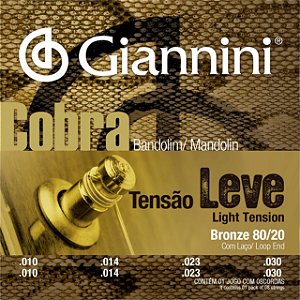 Jogo De Cordas Giannini Cobra Bandolim Tensão Leve 80/20 Bronze CM82L (Com Laço)