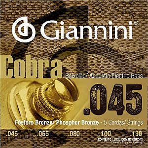 Encordoamento Giannini Baixolão 5 Cordas 045 130 GEEBASF5 Fósforo Bronze