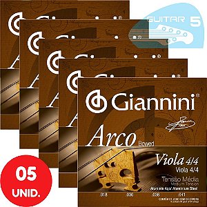 Encordoamento Para Viola De Arco 4/4 Giannini Arco Tensão Média GEAVOA - Kit Com 5 Unidades