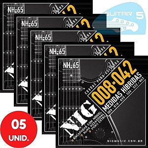 Encordoamento Para Guitarra Nig 08 042 Híbrido NH65 - Kit Com 5 Unidades