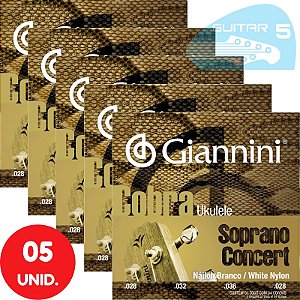 Encordoamento Para Ukulelê Soprano Concert Giannini Cobra GEUKSC - Kit Com 5 Unidades