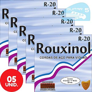 Encordoamento Para Violão Aço 011 042 Rouxinol R20 - Kit Com 5 Unidades