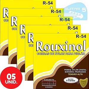 Encordoamento Para Violão Nylon Tensão Pesada Rouxinol R54 - Kit Com 5 Unidades