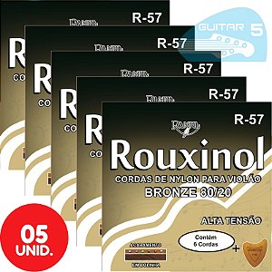 Encordoamento Para Violão Nylon Tensão Pesada Rouxinol R57 - Kit Com 5 Unidades