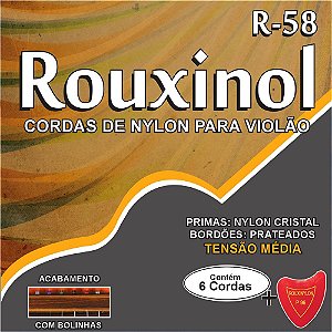 Jogo De Cordas Para Violão Nylon Tensão Média Rouxinol R58 (Com Bolinha)