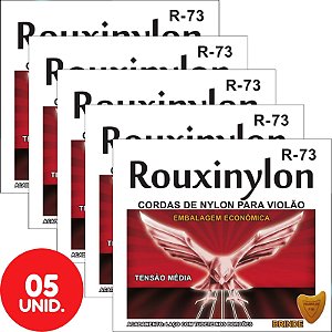 Encordoamento Para Violão Nylon Tensão Média Econômico Rouxinol R73 - Kit Com 5 Unidades