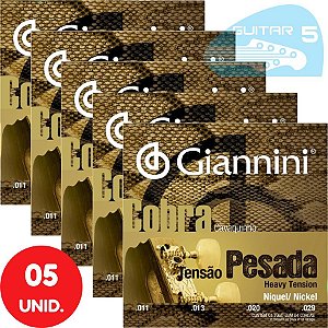 Encordoamento Giannini Cobra Cavaquinho Tensão Pesada Níquel GESCP - Kit Com 5 Unidades