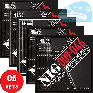 Encordoamento Para Guitarra Nig 09 046 Híbrido NH66 - Kit Com 5 Unidades