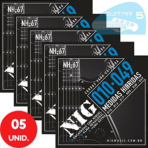 Encordoamento Para Guitarra Nig 010 049 Híbrido NH67 - Kit 5 Unidades