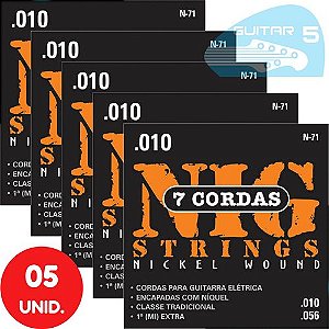 Encordoamento Para Guitarra De 7 Cordas Nig 010 056 N71 - Kit Com 5 Unidades