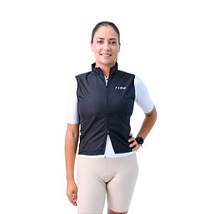 Colete Corta Vento Aero Preto (Zíper Duplo) - Feminino