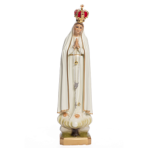 Imagem Nossa Senhora De Fátima 43cm c/ Olhos De Vidro e Coroa Folheada | Resina