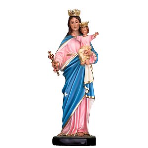 Imagem Nossa Senhora Auxiliadora 85cm C/ Olhos de Vidro Cetro Coroa Folheados | Resina