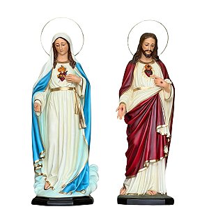 Conjunto Sagrado Coração de Jesus e Imaculado Coração de Maria 130cm | Resina
