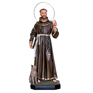 Imagem São Francisco De Assis 105cm C/ Lobo Resina