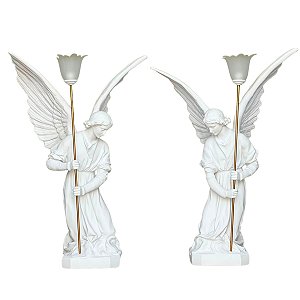 Conjunto Anjos Tocheiros 105cm Área Externa Pó de Mármore