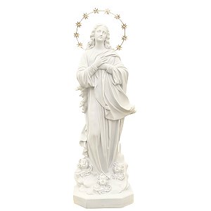 Imagem Imaculada Conceição 105cm Área Externa C/ Auréola Folheada | Pó de Mármore