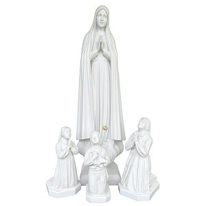 Imagem Nossa Senhora de Fátima 110cm C/Pastores 45cm Pó de Mármore