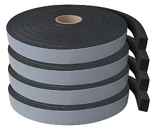 Fita EVA Preto Adesivado 1 Lado - 15mm X Larg 20mm X 4 Rolos 20 Metros
