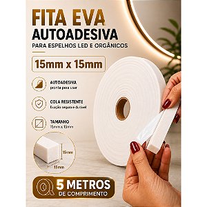 Borracha Eva Adesiva 15mm Larg X 15mm Espelhos Led 5 Metros