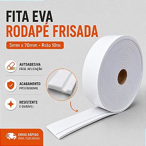 Rodapé EVA Frisado Branco Larg. 7cm x 5mm x 10 Metros