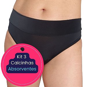 Kit 3 Calcinhas Absorventes Menstruais Reutilizáveis Antivazamento