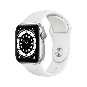 Relógio Apple Watch Series 6 (GPS) Cx Prata Pulseira Branca