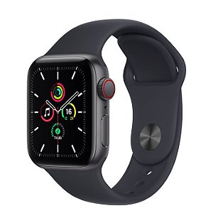 Relógio Apple Watch SE (GPS + CELLULAR) Cx Cinza Pulseira Preta