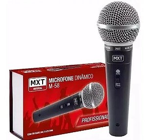 Microfone Dinâmico De Metal MXT M-58 Preto Cabo 3m