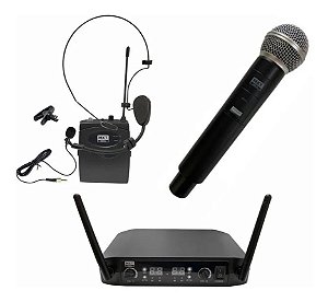 Microfone Sem Fio Duplo Headset/Lapela MXT UHF-526M/BP