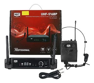 Microfone Sem Fio Headset/Lapela MXT UHF-516BP