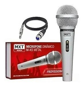 Microfone Dinâmico De Metal MXT M-K5 Prato Cabo 3m