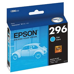 Cartucho para Impressoras Epson XP231 XP431 XP241 XP441 - Epson T 296 Cyan Original 4ml