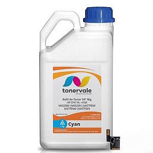 Combo Refil de Toner + 22 Chip HP M452DW M452DN M477FDW M477FNW M477FDN - CF411A 410A Ciano de 1kg