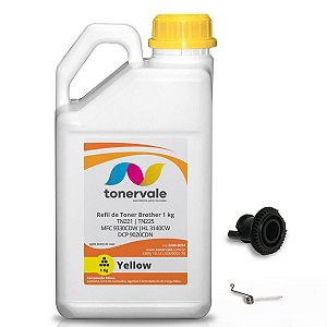 Combo Refil de Toner para Brother MFC 9330CDW DCP 9020CDN HL 3140CW - TN225Y TN221Y Yellow + Engrenagem Reset de 1kg