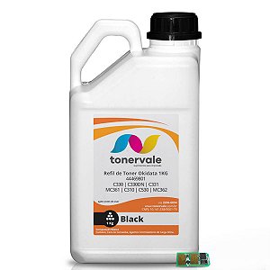 Combo Refil para Toner Okidata MC361 C310 C530 MC362 MC561 C330DN C331 C330 + 13 Chip 44469801 Black de 1kg